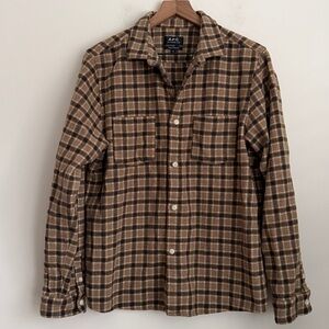 A.P.C. Brown & Tan Plaid Casual Button-Down Shirt